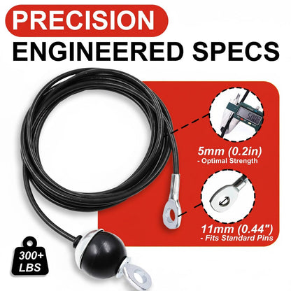 J Bryant Fitness Pulley Cable Replacement - 5mm(0.2inch) Heavy Duty Steel Wire Rope for Home Gym & Cable Machine Accessories Black/Red Cable for Weight Machine (Black, 219")