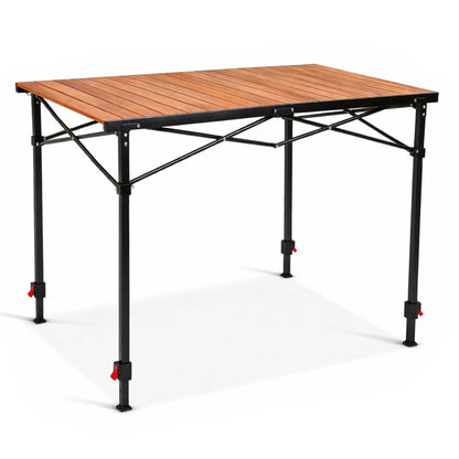 OUTSIDER Camping Table Foldable – Adjustable Height, Heat-Resistant Metal for Outdoor Table,Portable Roll-up Aluminum Camp Table with Carry Bag for 2-6 Person BBQ, Travel,Picnic,Lawn, Loads 110 Lbs
