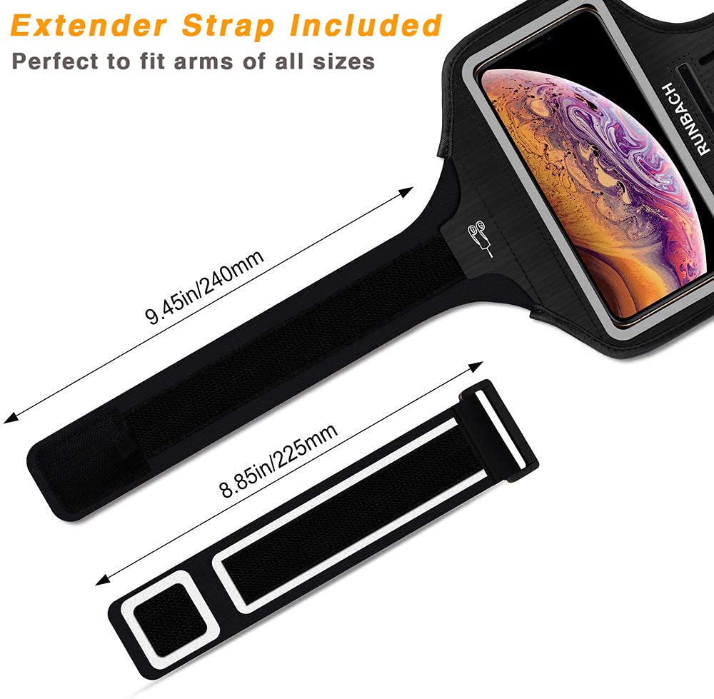 RUNBACH Armband for iPhone 16 Pro Max/16 Plus/15 Pro Max/15 Plus/iPhone 14 Pro Max/14 Plus/13 Pro Max/12 Pro Max/11 Pro Max/Xs Max,Running Exercise Arm Band with Card Slot for iPhone Max (Black)