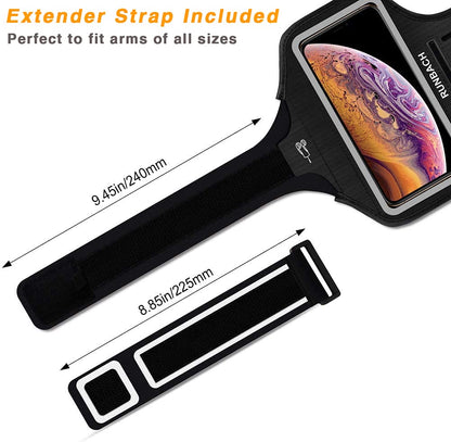 RUNBACH Armband for iPhone 16 Pro Max/16 Plus/15 Pro Max/15 Plus/iPhone 14 Pro Max/14 Plus/13 Pro Max/12 Pro Max/11 Pro Max/Xs Max,Running Exercise Arm Band with Card Slot for iPhone Max (Black)