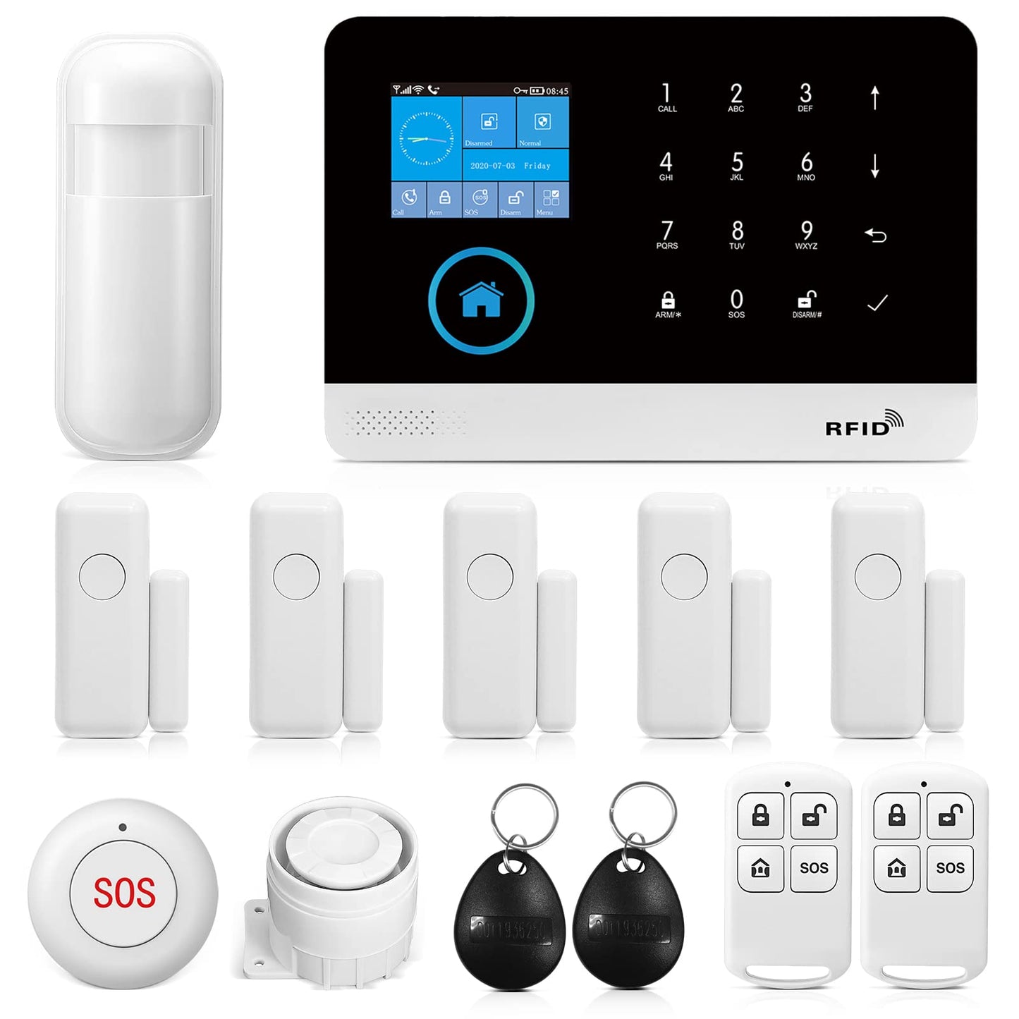 Wireless WiFi Smart Home Security DIY Alarm System with Motion Detector,Notifications with app,Door/Window Sensor, Siren,Compatible with Alexa,NO Monthly Fees (LW-103)