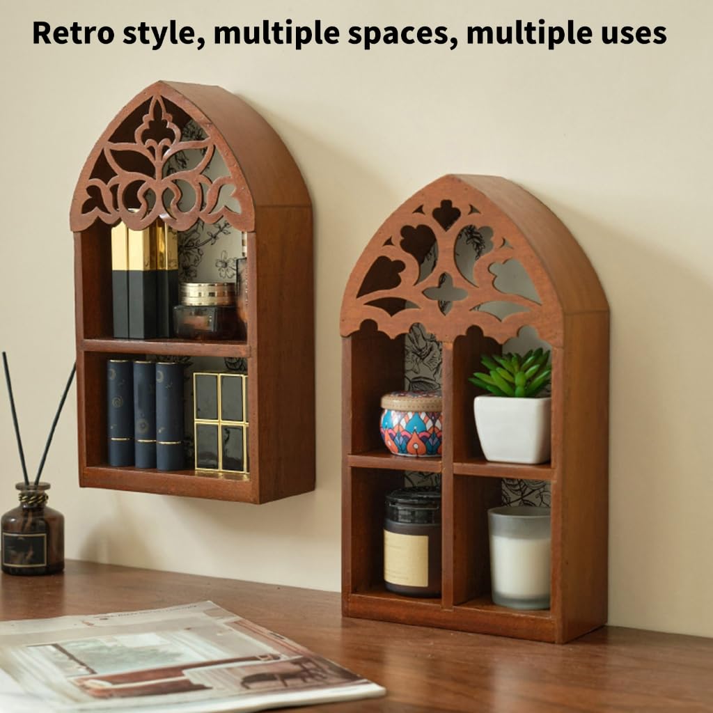 Xanorrg Elegant Multilayer Styles Wall Shelf Featurings Precise Engraveds Pattern Home Decoration Display Stand Gothics Wall Shelf（6.7x3.2x12in）