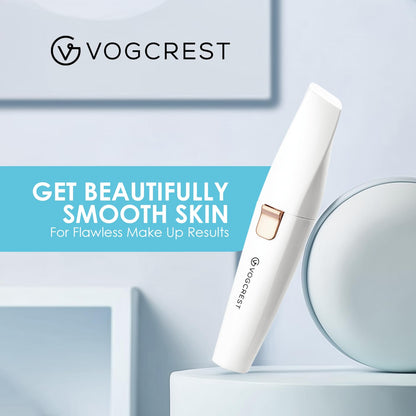 VG VOGCREST Eyebrow & Facial Trimmer: 2 in1 Rechargeable Facial Hair Removal & Eyebrow Shaver - Body Razor with Built-in LED Light (Rose Gold)