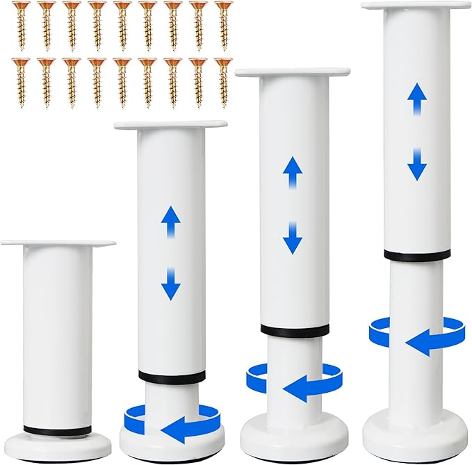 4PCS Adjustable Furniture Couch Cabinet Legs 4.72-7.48 Inch, Heavy Duty