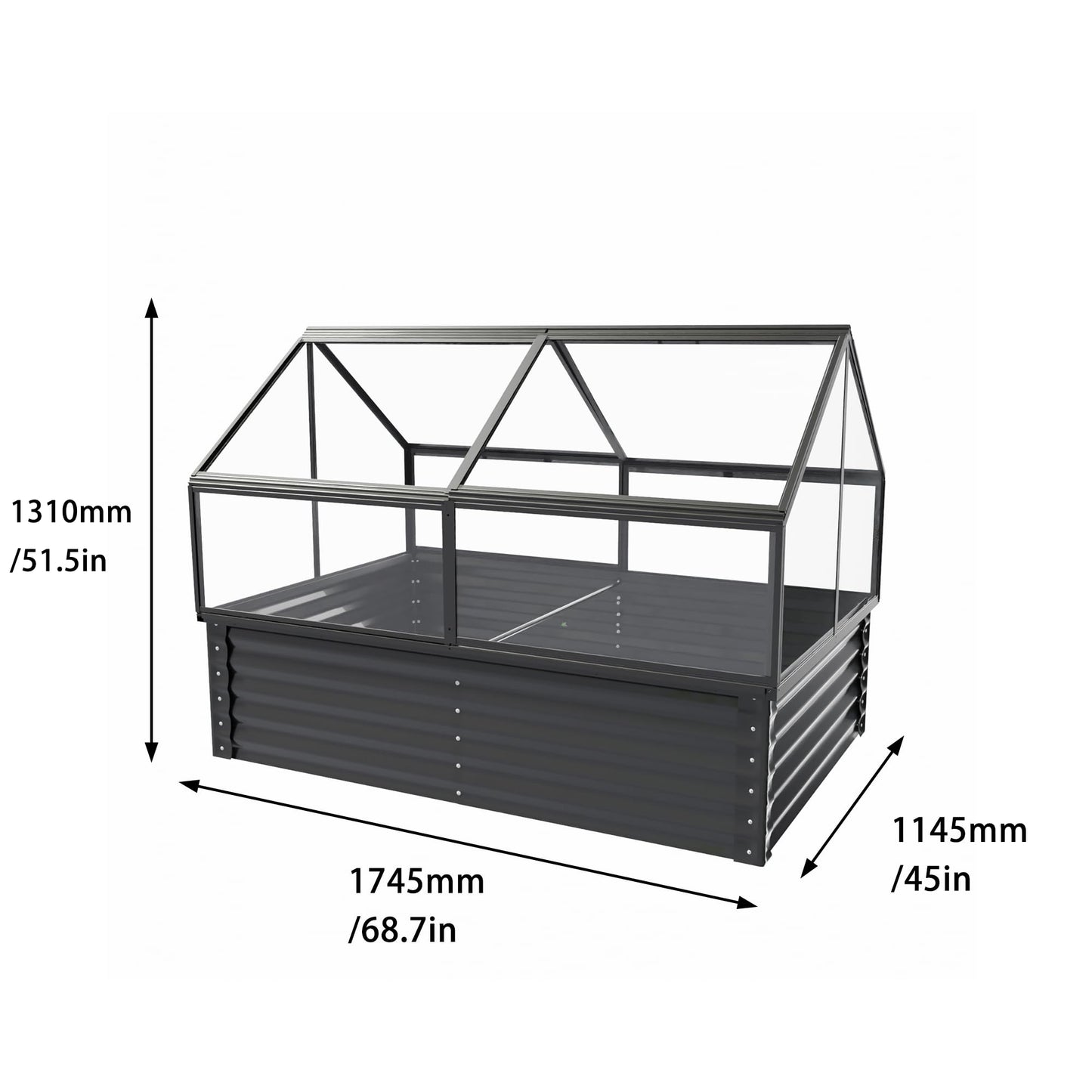 Raised Garden Bed with Greenhouse Cover, 68.7"x45"x51.5" Large Elevated Planter Box, Mini Greenhouse, Outdoor Standing Garden Bed for Vegetables, Herbs, Flowers on Patio, Balcony, Backyard