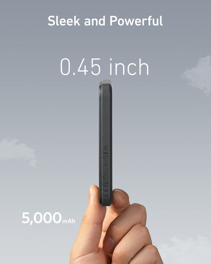 Anker Power Bank, 621 Magnetic Battery (MagGo), 5000mAh Magnetic Wireless Portable Charger with USB-C Cable, Only Compatible with iPhone 16/16 Plus/16 Pro/16 Pro Max, iPhone 15/14/13/12 Series