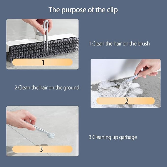 Floor Scrubbing Brush with 57" Adjustable Long Handle, 3 in 1 Living Grout