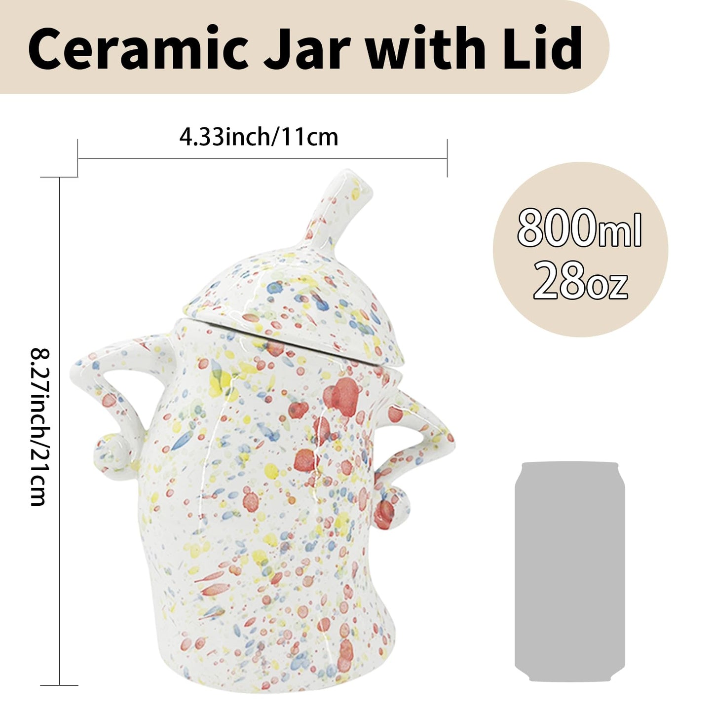 GXOPIEV Ceramic Canister with Attitude 28oz Sassy Canister, CeramicTea Canister, Colorful Ceramic Coffee Canister for Coffee Beans, Tea, Sugar, Salts, Spice and More (800ml)
