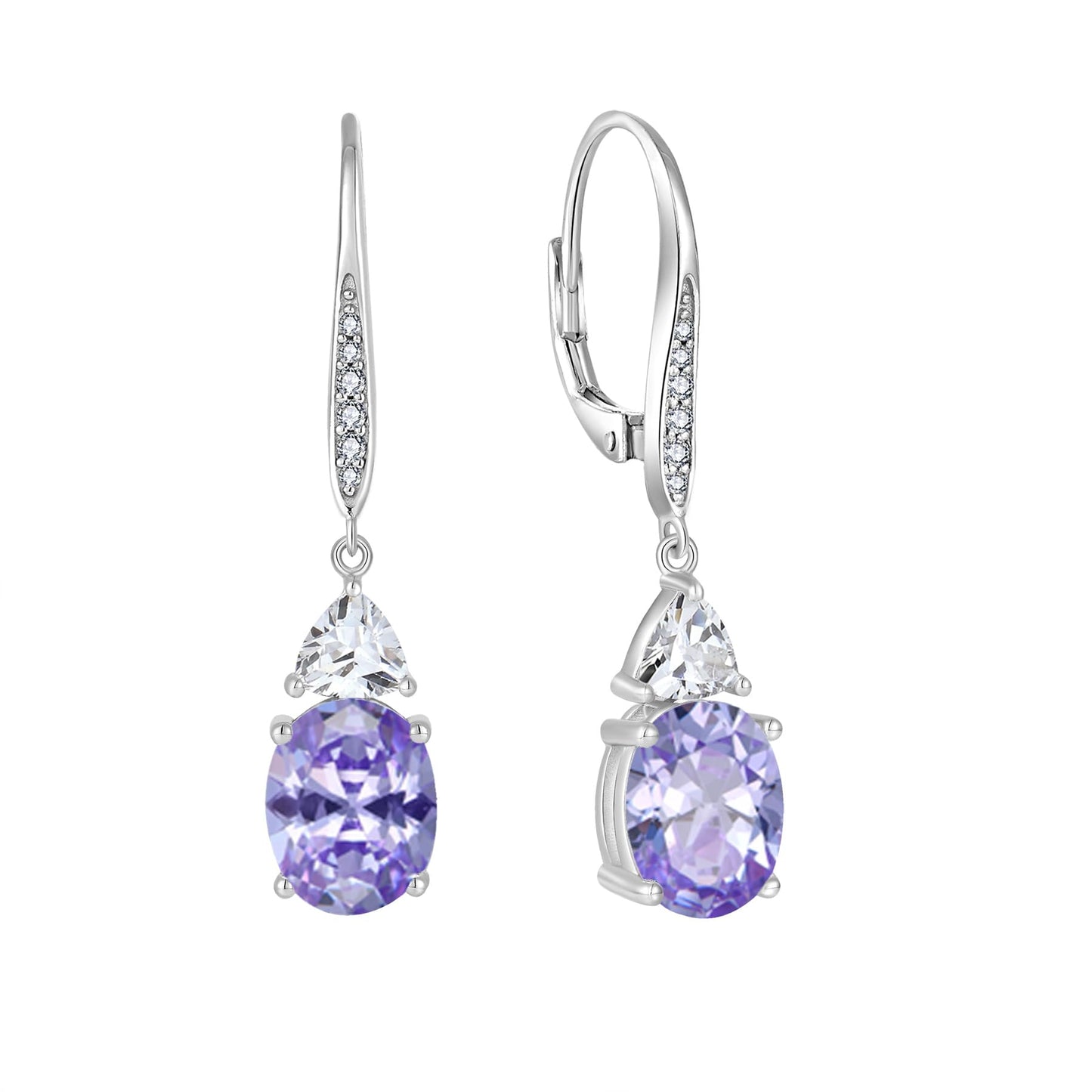 Rocayi Oval Alexandrite Earrings for Women 925 Sterling Silver Dangle Drop Leverback Earrings June Birthstone Jewelry for Her