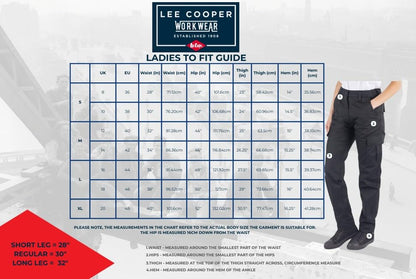 Lee Cooper Workwear LCLPNT241 Ladies Heavy Duty Easy Care Multi Pocket Work Safety Classic Cargo Pants Trousers, Black, 16 UK / 30" Leg (regular)