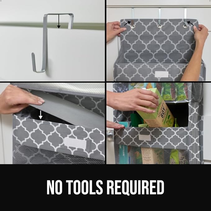 GORILLA GRIP Over The Door Organizer Storage, 5 Deep Hanging Shelves, Holds