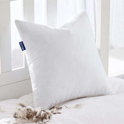 MIULEE 22x22 Pillow Inserts,Set of 2 Down Feather Throw Pillows for Couch Sofa Bed, Decorative Fluffy Throw Pillow Inserts Cotton Fabric,White