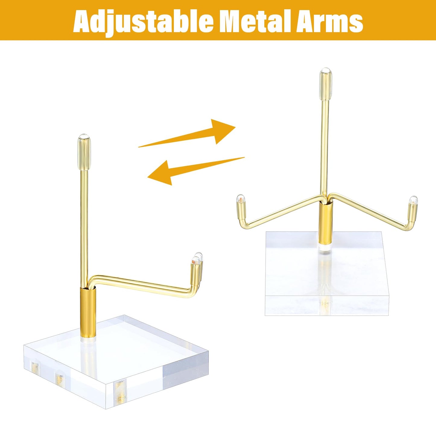 MAQUITA 6 Pcs Acrylic Easel Display Stand, Crystal Acrylic Easel Geode Stand with Adjustable Metal Arms, Rock Display Crystal for Gemstones Fossils Minerals (2.4 × 2.4 × 3.82 Inch)