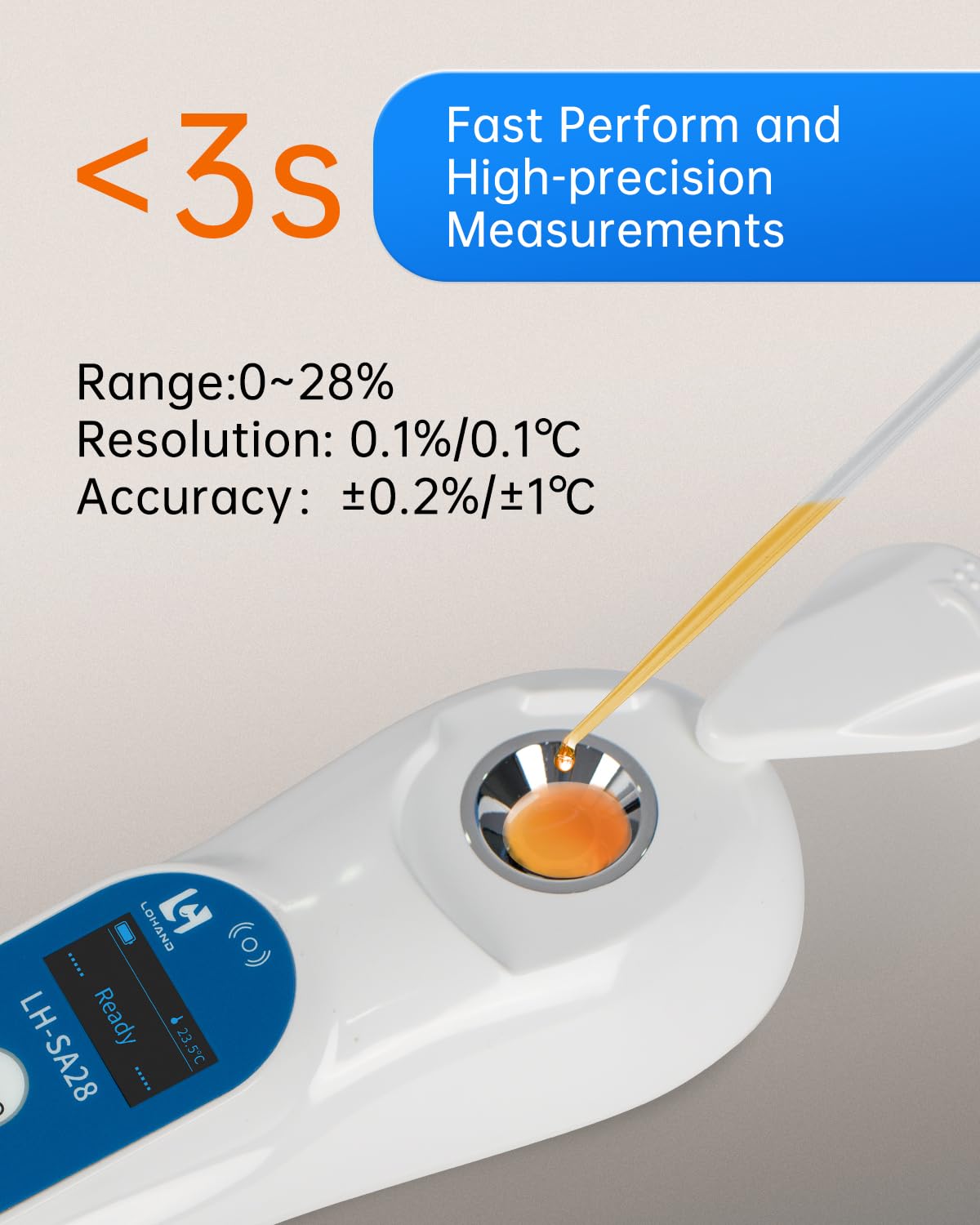 3-in-1 Digital Salinity Refractometer with ATC/Refractive Index(RI), Accurate Measurement with Precision Light-Blocking Cover, Fast Touchscreen Test Spoon Meat/Aquarium/Saltwater, Salt Content:0-28%