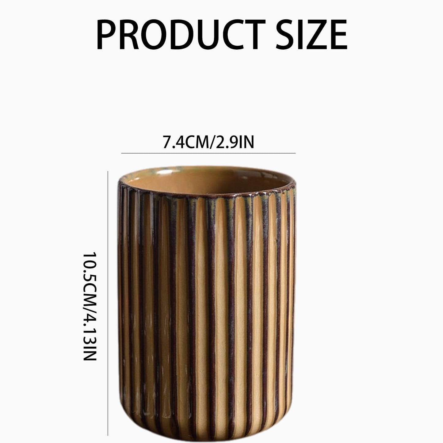 Ceramic Toothbrush Holder for Bathroom, Ceramic Toothbrush Cup, Toothpaste Organizer for Bathroom Countertop, Bathroom Storage Organizer, Kiln Transformation Cup (Brown)