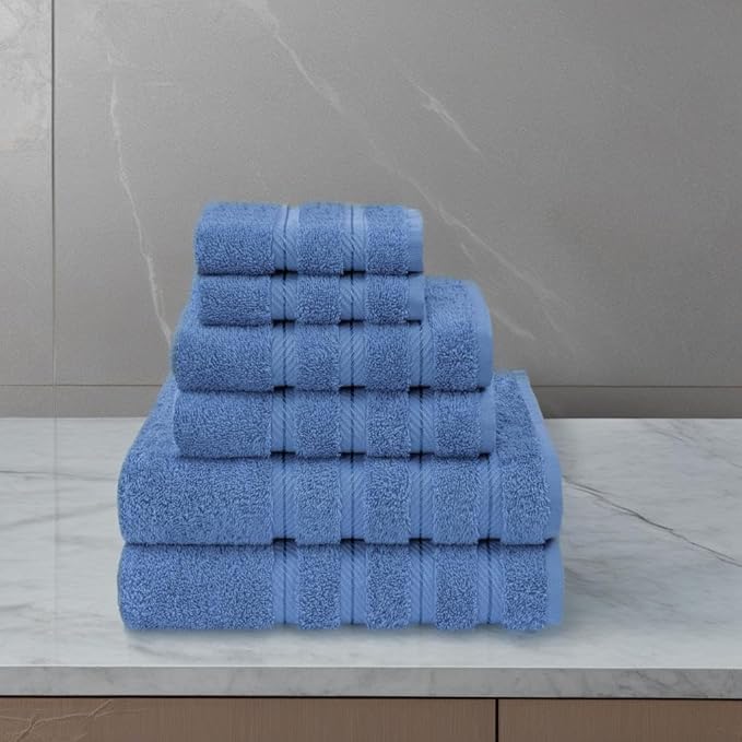 American Soft Linen Luxury 6 Piece Towel Set, 2 Bath Towels 2 Hand Towel 2