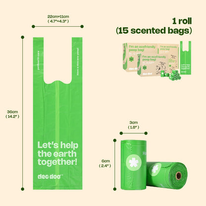 Poo Bags Dogs with Tie Handles Biodegradable Sakura Scented Poop Bags 270 Counts 18 Rolls Leak Proof and Extra Thick Waste Bags Refill Rolls for Cat Litters