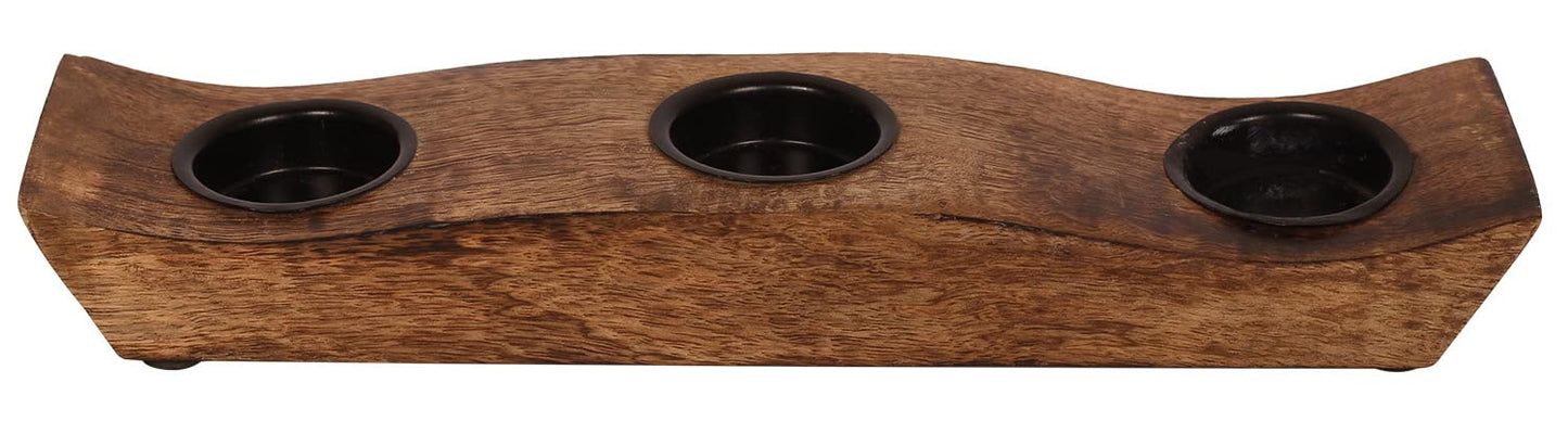 eTroves Wooden Tealight Candle Holder Set - Mango Wood Boat Tea Light Votive Candle Holders - Personalized Wood Tealight Holders for Rustic Wedding Birthday Anniversary Party