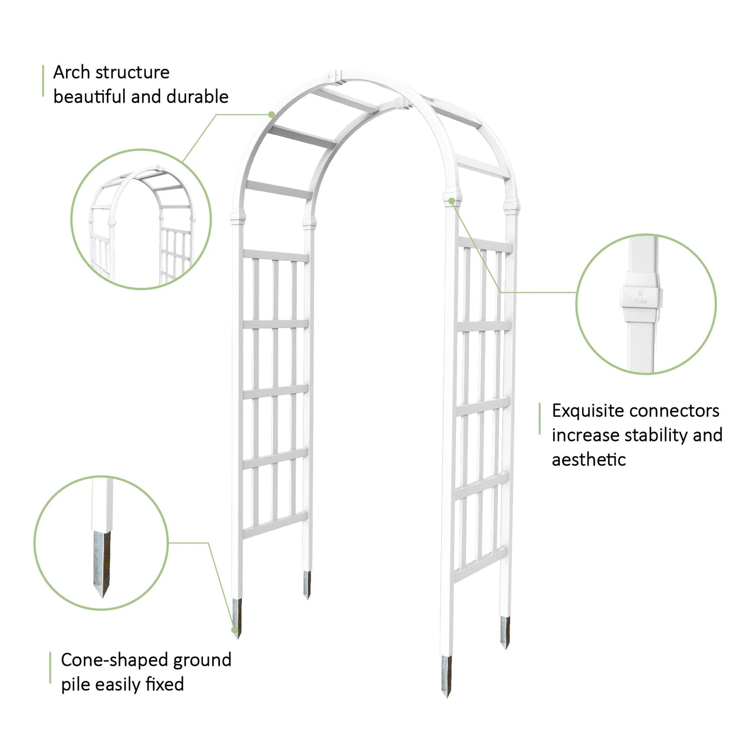 FENCETECH 41" W x 86" H Vinyl Arbor, Vinyl Arch, Garden Arch Arbor for Outdoor, Yard, Garden, Climbing Plants - White