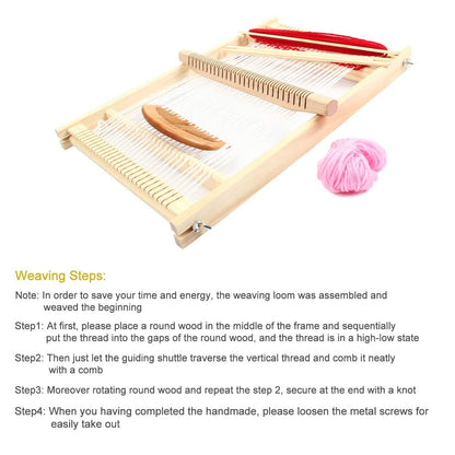 Kitchnexus Wooden Weaving Loom Kit 40 x 26 cm Multi-Craft Lap Frame Hand-Knitted Woven Set DIY for Kids Adults Beginners Children