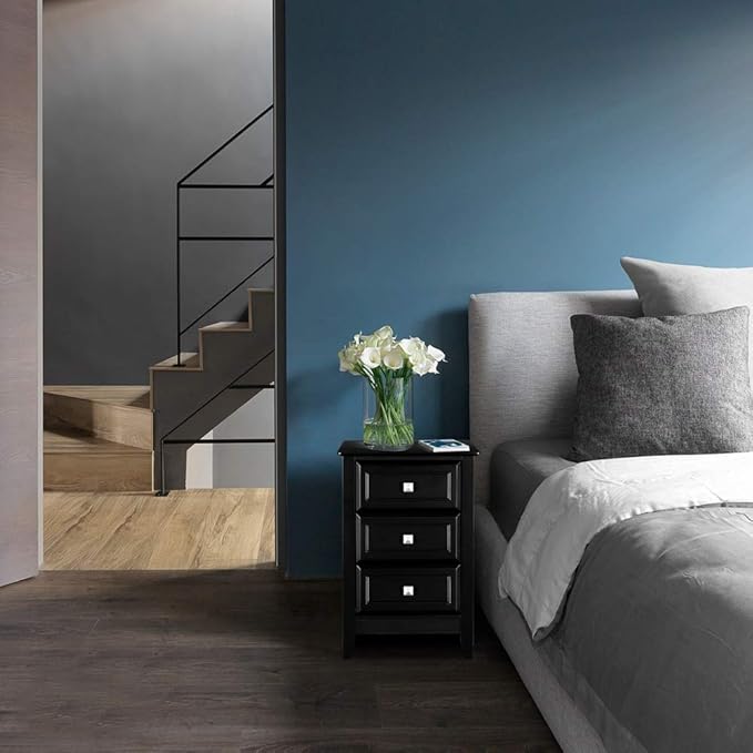 Bonnlo Upgraded Black Nightstand