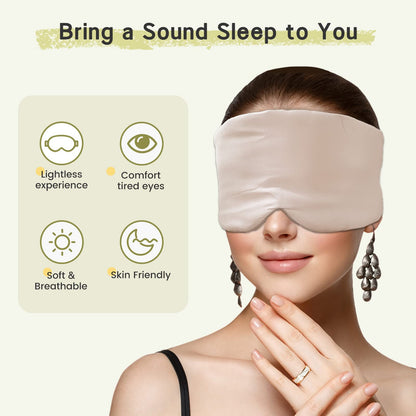 100% Handmade Bamboo Sleeping Eye Mask for Women for Men,Night Masks,Organic Sleep Mask,Blockout Eye Mask for Sleeping,Large Size Adjustable (Navy Blue)
