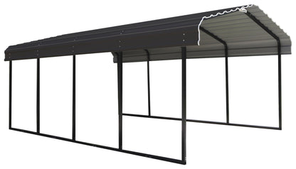 Arrow Shed 12 x 20 x 7-Foot Heavy Duty Galvanized Steel Metal Multi-Use Shelter, Shade, Carport, 12' x 20' x 7', Charcoal color