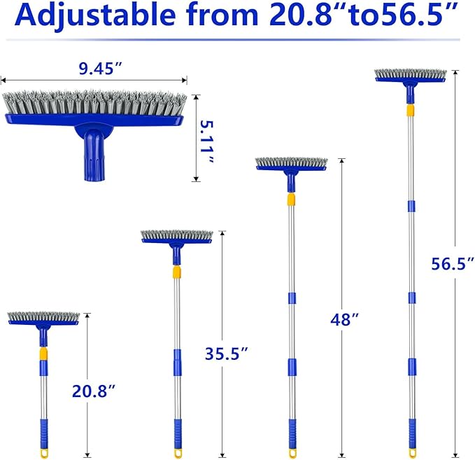 ITTAHO 2 Pack Grout Brush with Long Handle, 56.5'' Swivel Grout Cleaning Brush