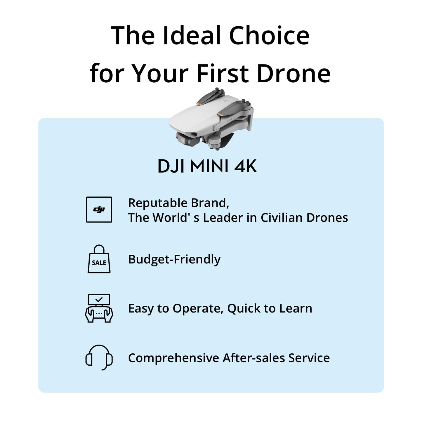 DJI Mini 4K, Drone with Camera 4K Professional, Under 249 g, 3-Axis Gimbal Stabilization, 10km Video Transmission, Auto Return, Wind Resistance, 31-Min Max Flight Time, Intelligent Flight
