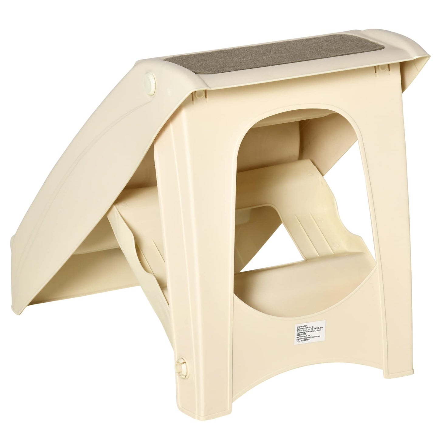 PawHut Four-Step Foldable Pet Stairs w/Non-Slip Mats, for S, XS Dogs - Beige