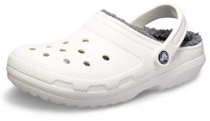 Crocs Classic Unisex Lined Clog, Soft, Fuzzy Liner for Extra Warmth with Slip On Style, in White/Grey Lining, Size M5W6 UK