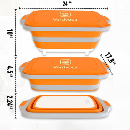 Verdvoca 2Pcs XXL Collapsible BBQ Prep Tubs w/Cutting Board and Lid &1 Pcs 21 Inch Pro Tyvek Brown BBQ Blanket for Resting Meat