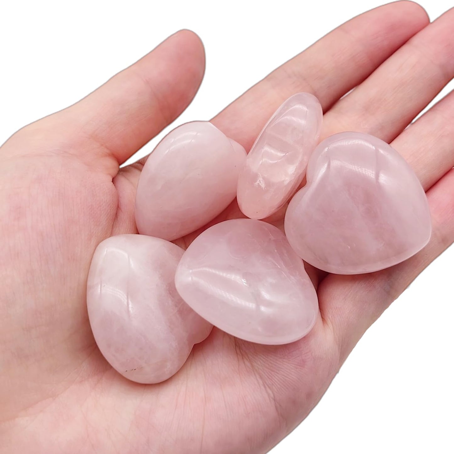 XMHOME 12 Packs 1.18 Inches Rose Quartz Heart Shaped Crystals Healing Palm Worry Pocket Stones for Reiki Jewelry Making Home Decor