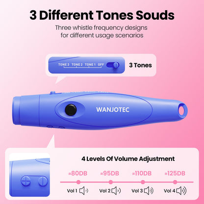 WANJOTEC Electronic Whistle for Teacher Coache, 3 Tones Adjustable 130db Loudest High Volume Handheld Emergency Electric Whistles for Referee, P.E.Outdoor Sports Whistles with Lanyard (Blue)