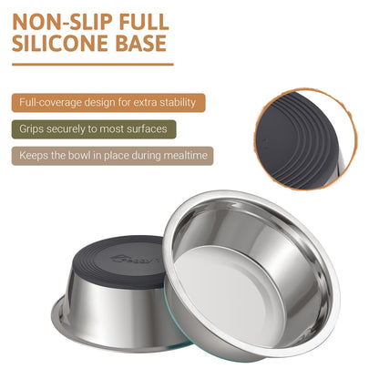 PEGGY11 Stainless Steel Dog Bowls, Nonslip, Food Grade, Dishwasher Safe, Easy to Clean - 1.44L, 2 Pack