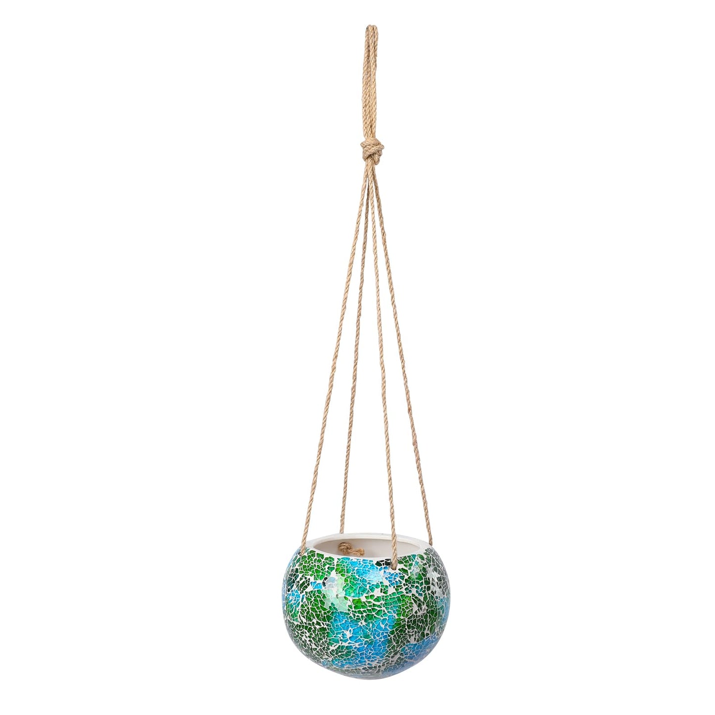Chonsun Hanging Planter Mosaic Garden Pot Small Flower Pot for Indoor Plant Disco Ball Hanging Planter with Drainage Green
