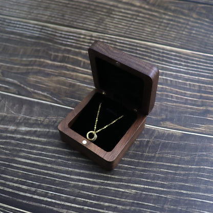 DSHOM Natural Walnut Wooden Necklace Gift Box Pendant Storage Case Jewelry Display Box for Anniversary Propose Christmas