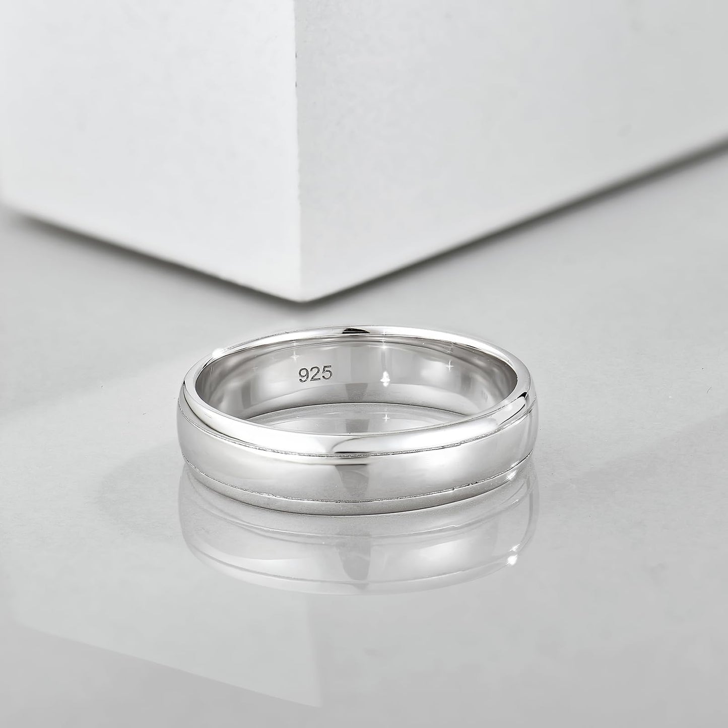 STARCHENIE 5mm Wedding Band Ring, 925 Sterling Silver Comfort Fit, Sizes 8