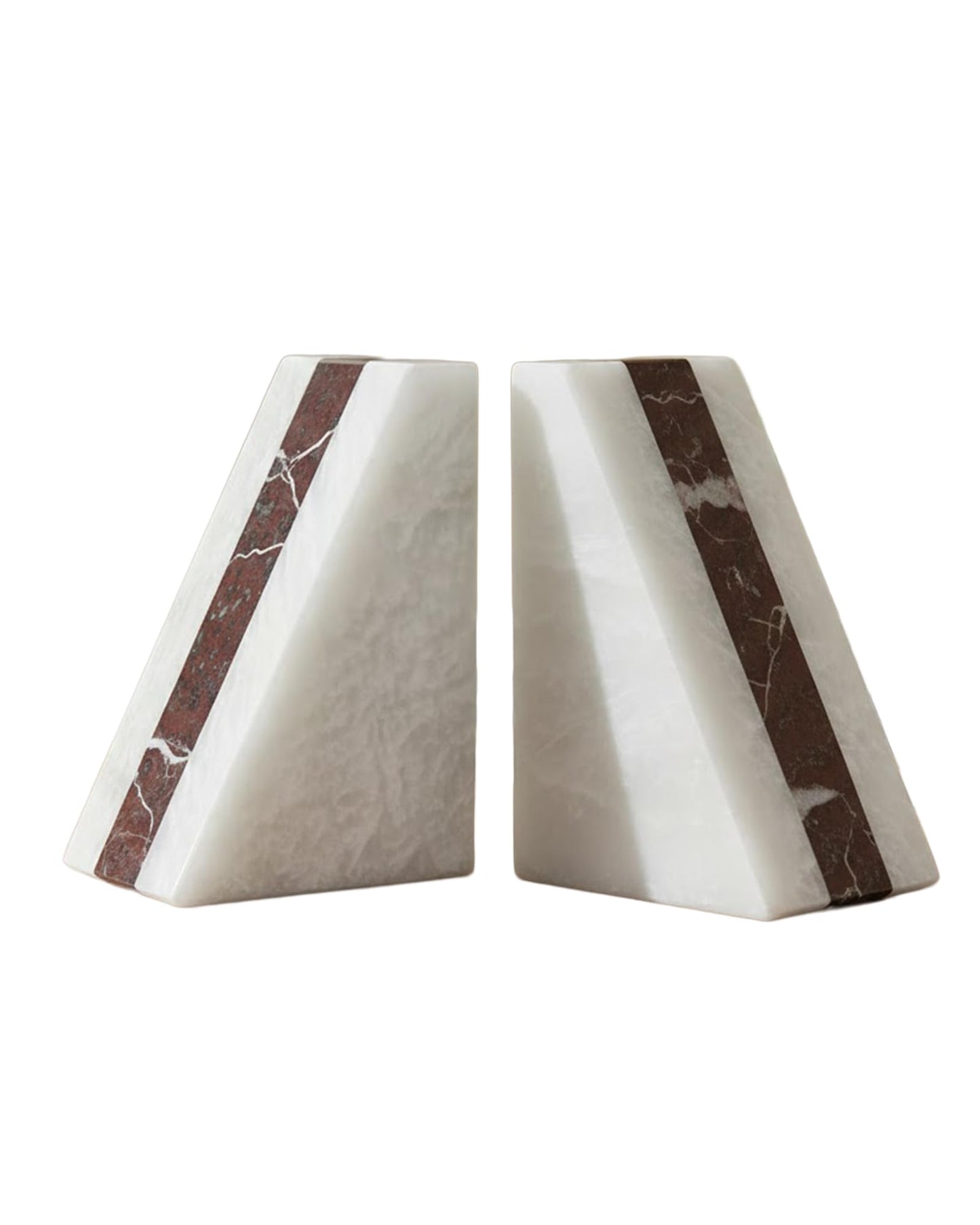 UrbanFocal White Marble Bookend 6" - Book Stoppers for Bookshelves - Modern Decorative Marble Bookends for Home and Office, White