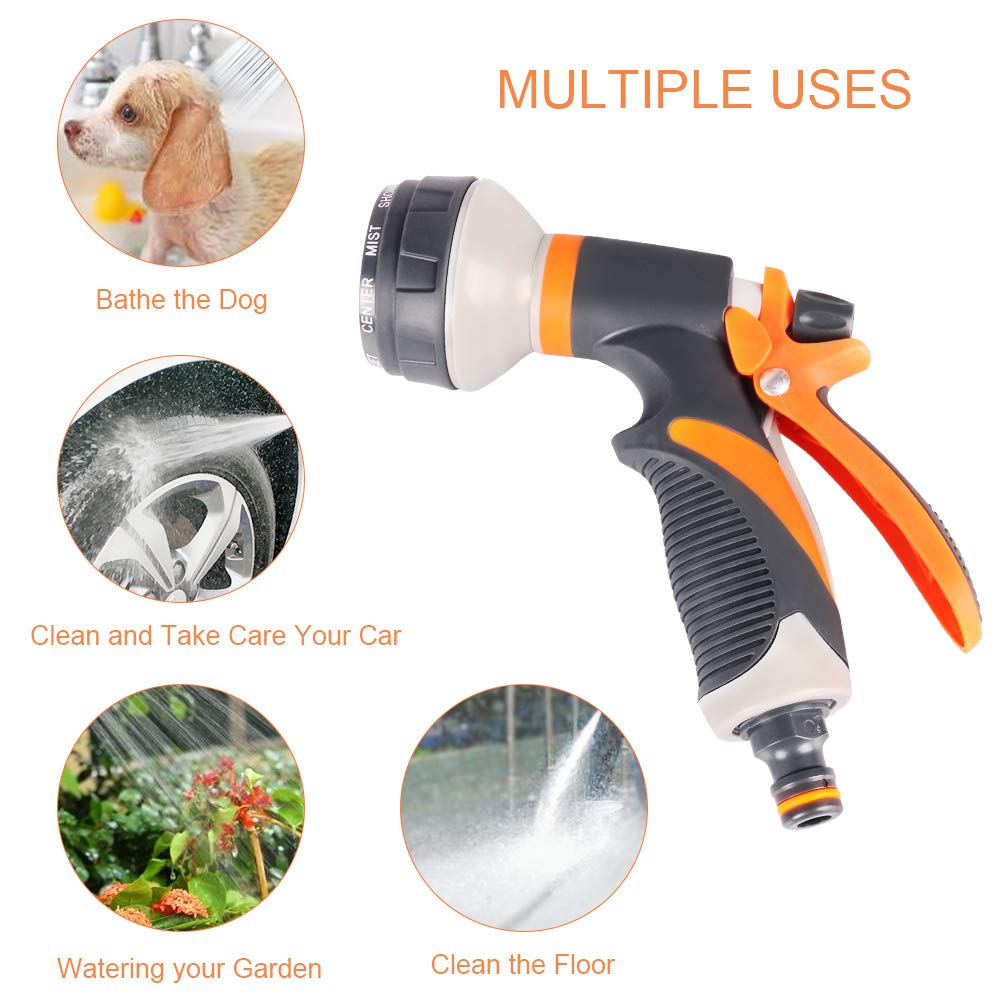 Onarway Garden Hose Spray Gun Set 8 Patterns High Pressure Nozzles, Anti-Slip Design, Perfect for Watering Plants Car Washing Shower Pet, 5PCS Garden Showers Set