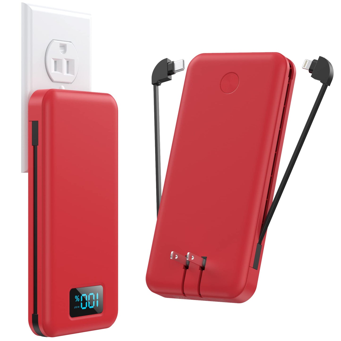 Portable Charger 50800mAh Power Bank with 3 Built in Cables,25W PD QC4.0 Fast Charging USB C Battery Pack,6 Outputs 2 Inputs Travel Essentials Portable Phone Charger for iPhone 17/16/15,Google,Android