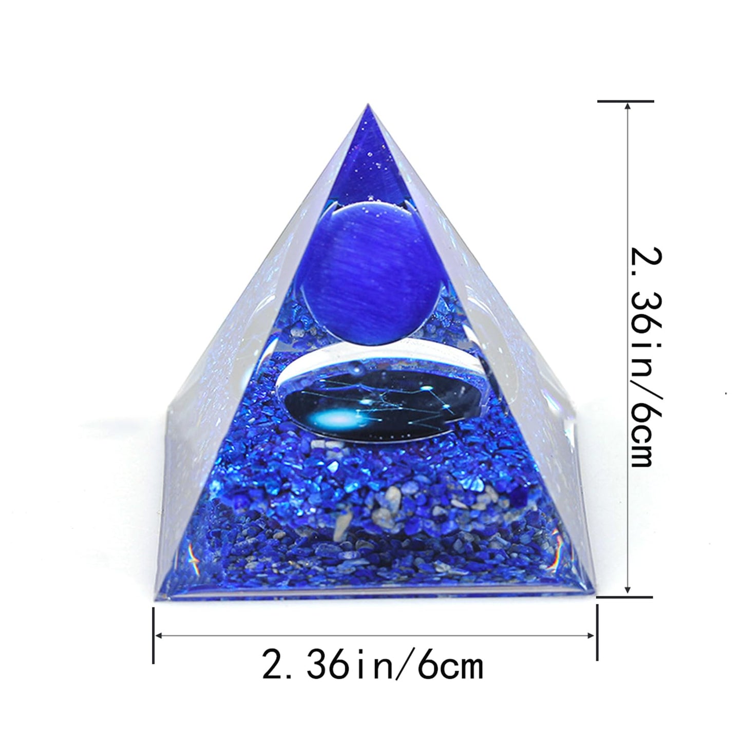 SEVNPRIME Unique Handmade Constellation Positive Energy Orgonite Pyramid Decoration Taurus Cat's Eye Stone Crystal Pyramid Ornaments for Office/Living Room/Bedroom/Yoga(Taurus)