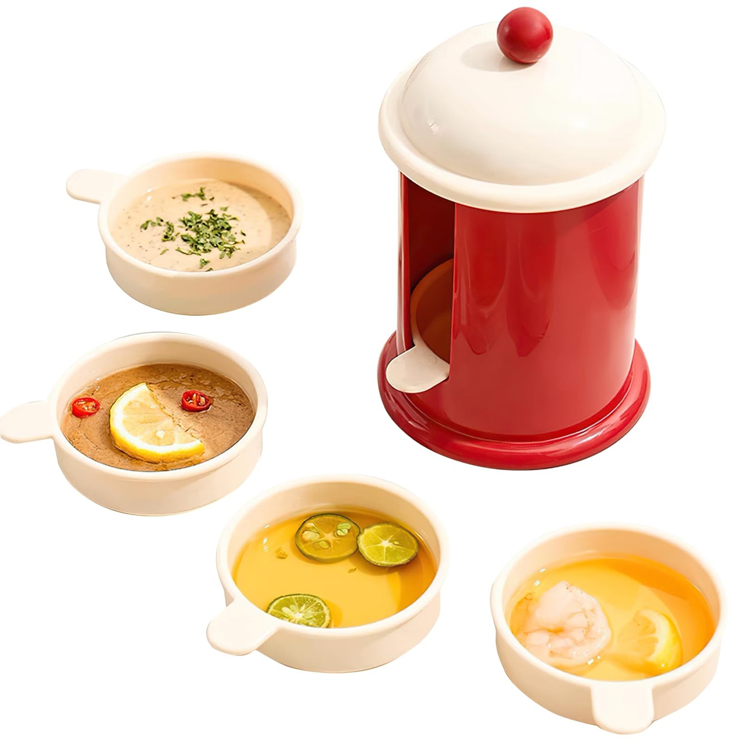 kumet Set of 5 Mini Dipping Bowls, 3.15 Inch Small Sauce Dish, Stylish Design, Perfect for Sushi, Condiments, BBQ, Ketchup