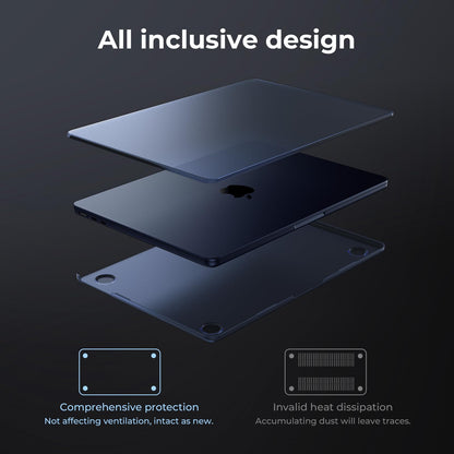 EooCoo Case compatible for Macbook Air M4 15 inch A3241 2025 M3 A3114 2024 M2 A2941 2023 Release [Presents Original Texture] Ultra-thin Plastic case Protective Hard Shell Matte Cover - Frost Midnight