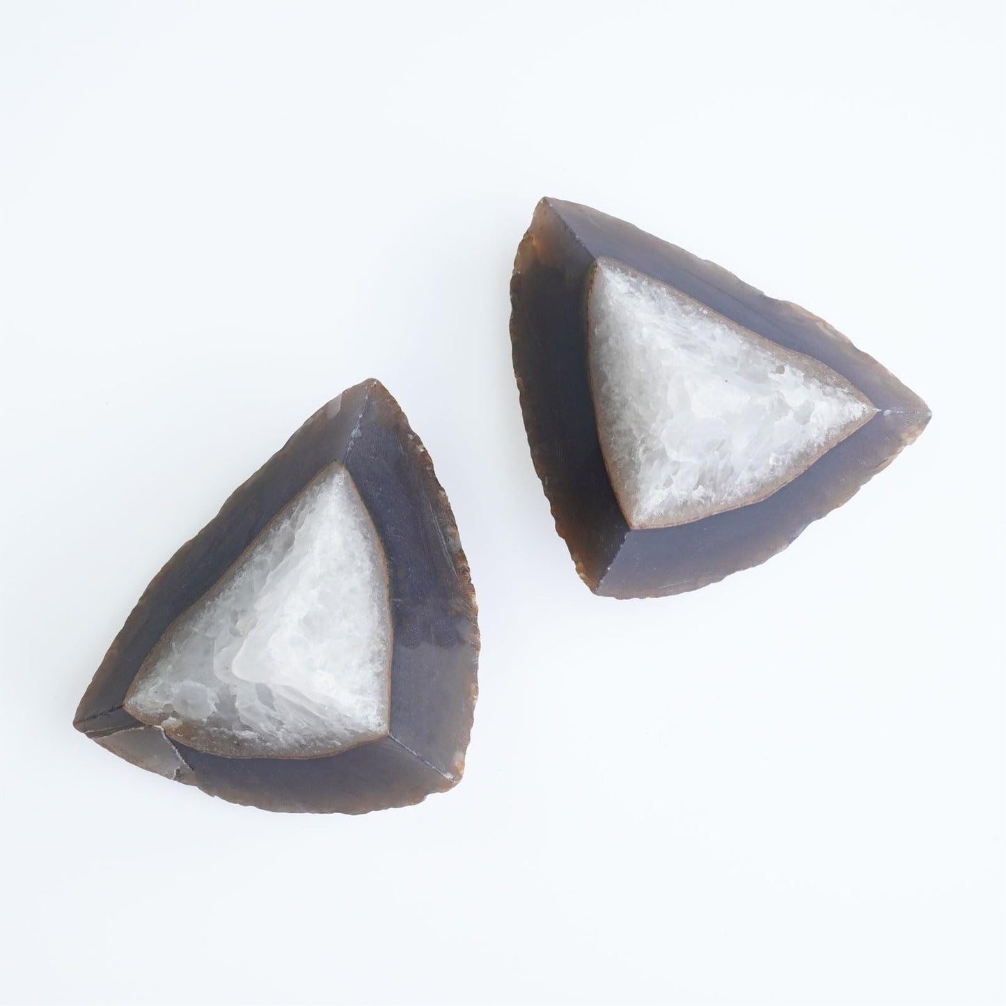 Sisamn Natural Agate Geode Bookends - 2 to 3 lb Heavy Duty Rock Crystal Stone Book Ends for Shelves, with Rubber Bumpers, Decorative Book Holders for Home Office