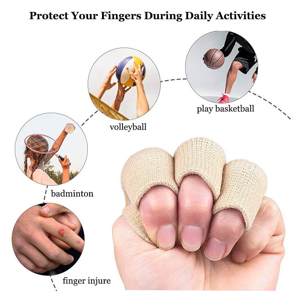 Finger Arthritis Sleeves (30Pcs), Elastic Thumb Splint Brace Support Protector Finger Compression Sleeve for Arthritis Joint Pain Relief, Breathable Fingers Tape for Triggger Fingers Sports Aid Support
