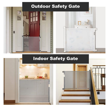 PetHot Stair Gate, Retractable Stair Gate for Babies and Pets, Baby Gate or Dog Gate, Extends up to 55" Wide, 33" Tall One Handed Operation, Baby Gate for Stairs/Doorways/Hallways/Outdoor(Grey)
