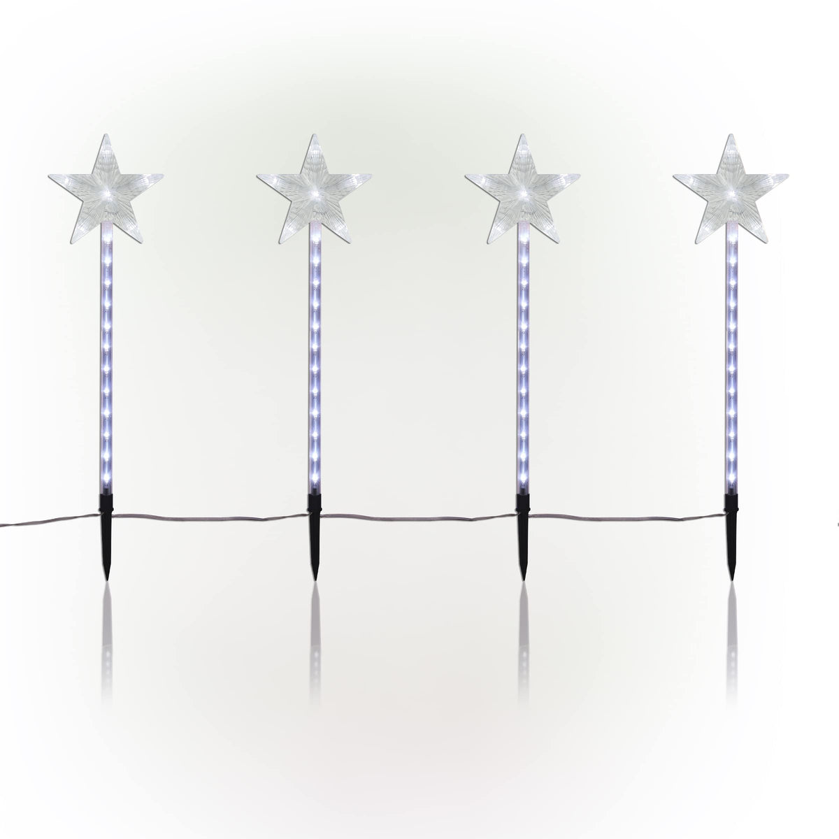 Alpine Corporation Holiday Décor Shooting Star Garden Stake with LED Lights, 4-Pack, Christmas Decoration