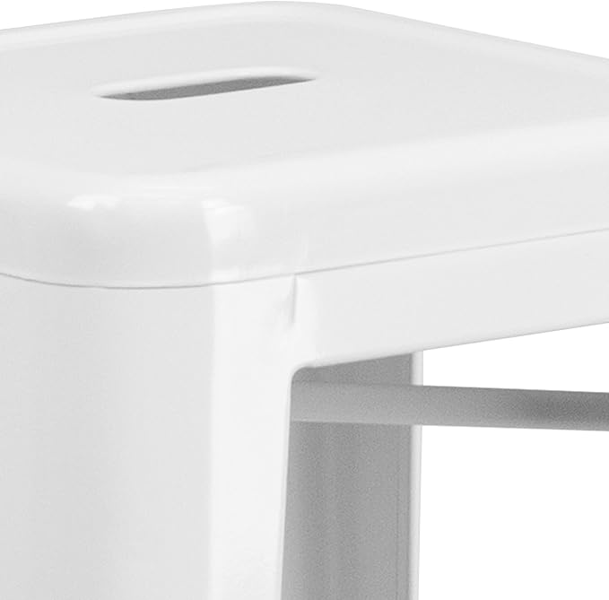 Flash Furniture Lily 4 Pack Commercial Grade 30" High Backless White Metal