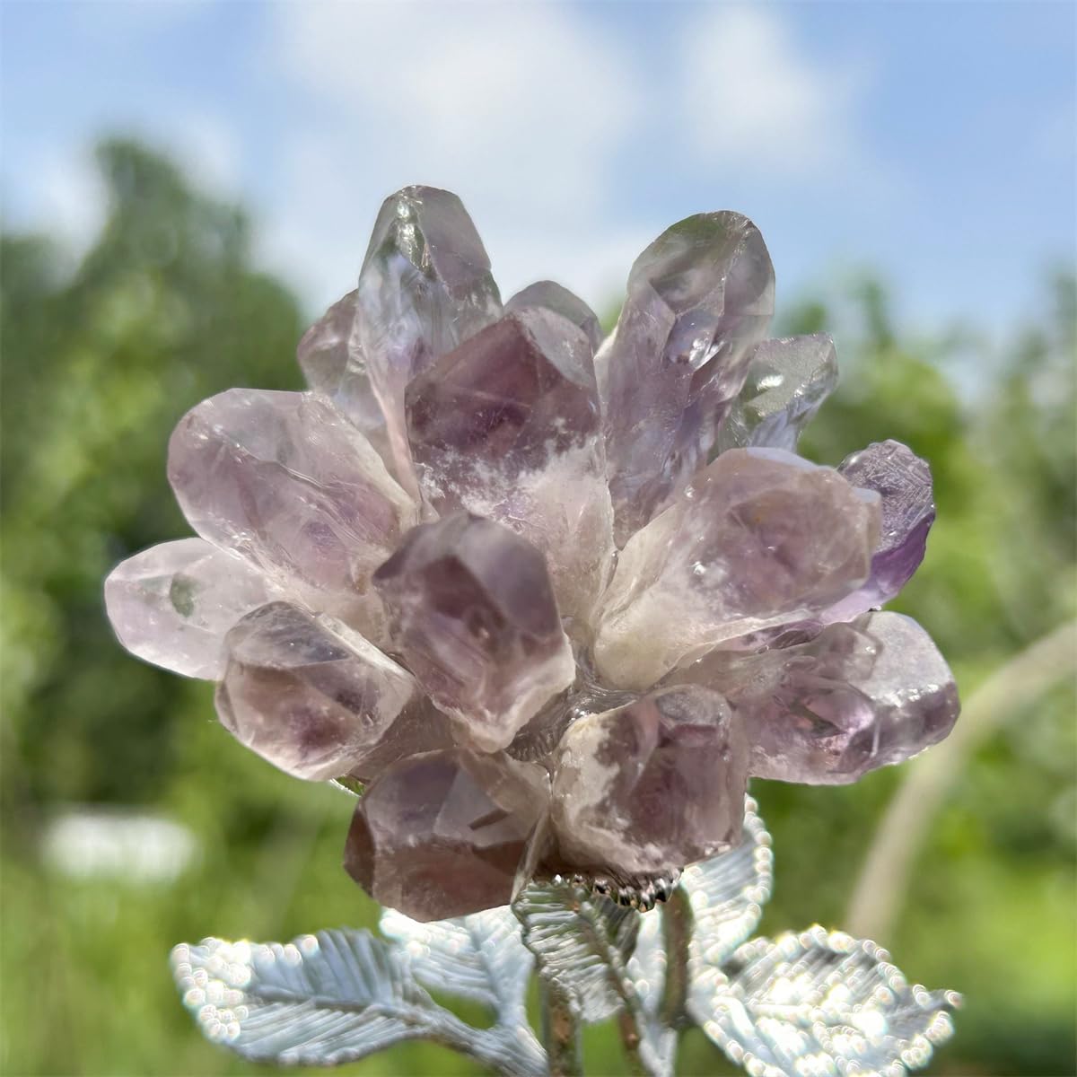 Xzyycyj 3.7" Raw Amethyst Crystal Crystal Tree Crystal Decor Natural Quartz Crystal Cluster Mineral Crystal Flowers Home Decor Gifts Crystals and Stones Desk Decorations(Amethyst)